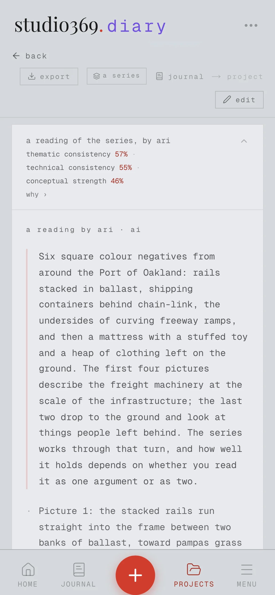 and then the roll, read as one body of work, including where it splits.
