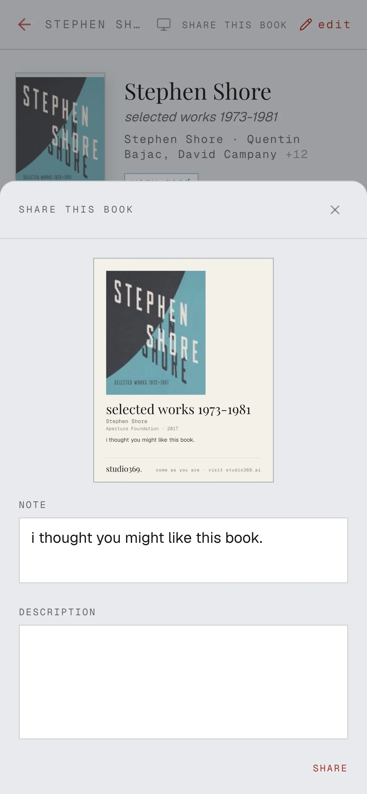 send a book to a friend as a card, with a note.